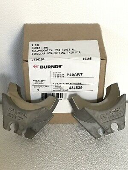 Burndy P39Art Crimping Non-Butting Twin Die Index 301 P-Die