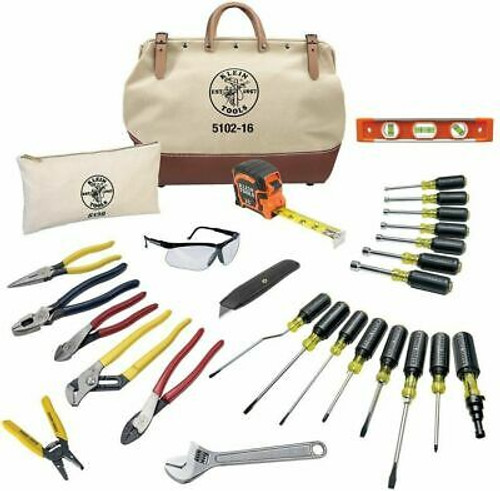 Klein Tools Electricians Tool Set 1-Adjustable Wrench Canvas Bag (28-Piece)