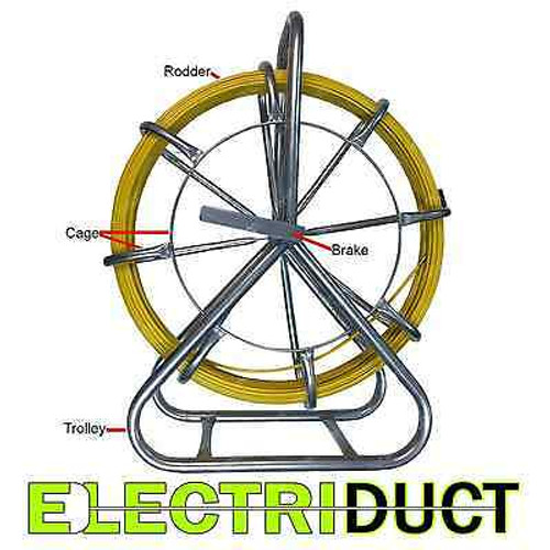 200Ft X 1/4 Diameter Cable Rodder Duct Coated Fiberglass W Cage And Stand