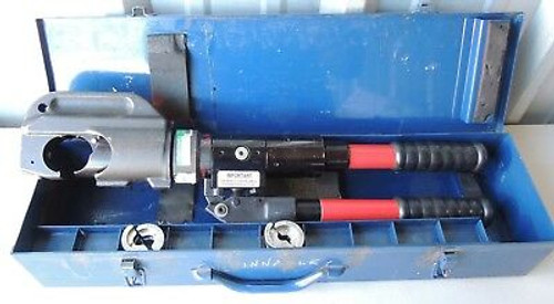Alcoa Cable Hydraulic Crimper With Burndy Dies & Metal Case Usa