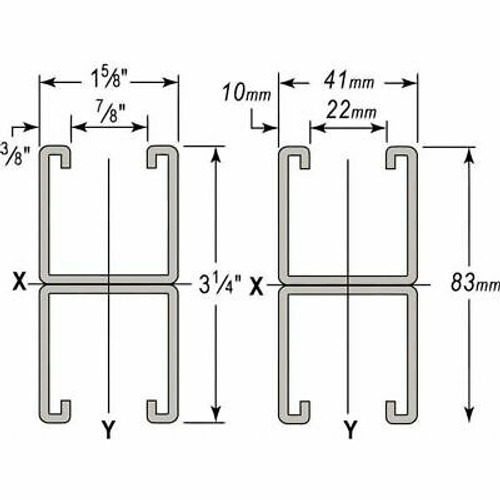 Wesanco W201Ssst31610 Pg Strut,Combo,Ss,1-5/8X3-1/4,10 Ft.