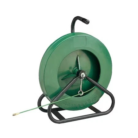 New  Greenlee 542-200 200' X 3/16 Fiberglass Fish Tape In Reel Stand
