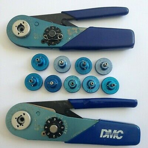 (2) Dmc Daniels Afm8 M22520/2-01 Crimp Tools, 9 Positioners, &  Insertion Tools