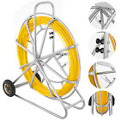 8Mm 260M Fiberglass Wire Cable Puller With Wheels  Fishtape Rodder Easy To Move