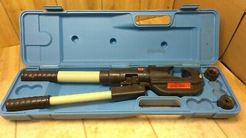 Thomas & Betts Hydraulic Crimper Tbm14M 14 Ton Crimp Crimping Tool W/ Case, Dies