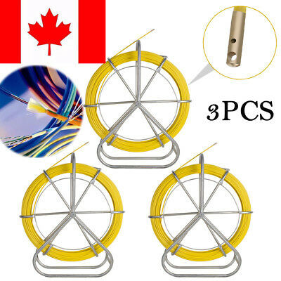 3Xfish Tape Fiberglass Wire Cable Rod Duct Rodder Fishtape Puller Machine Ca
