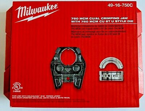 Brand New Milwaukee 750 Mcm Cu/Al Crimping Jaw With 750 Mcm Cu 6T U Style Die
