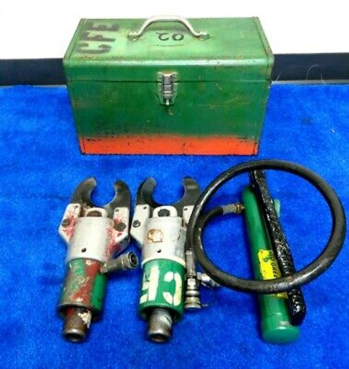 Pair Greenlee 750 751 Hydraulic Cable Cutter & 767 Hand Pump In Metal Case