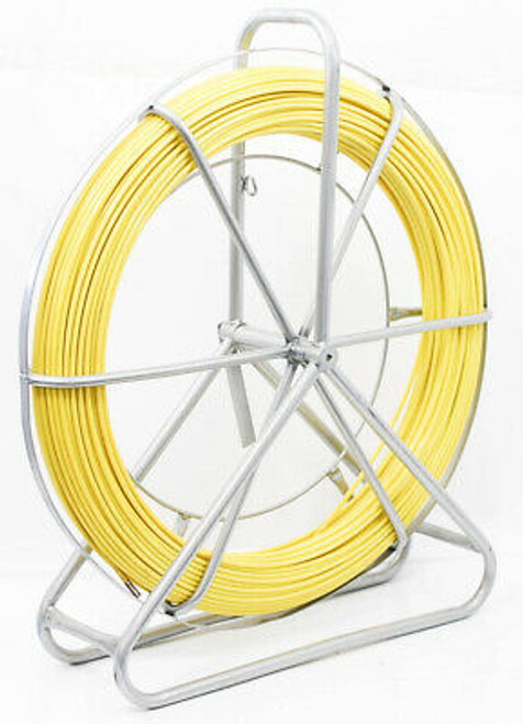 500' Cableduct Coated Fiberglass Continuous Duct Rodder W/Cage And Wheel Stand