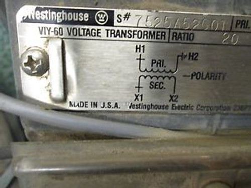 Westinghouse VIY-60 Voltage Transformer 7525A52G01 Ratio 20:1 Pri 2400/4160 GY V