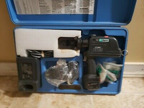 Panduit Ct-2001 Cordless Hydraulic Compression Tool W/ Extra Battery & Dies