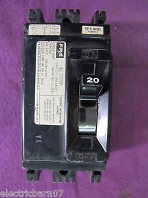 FPE Federal Pacific NE221020 20 Amp Circuit Breaker FPE Federal Pacific NE221020 20 Amp Circuit Breaker