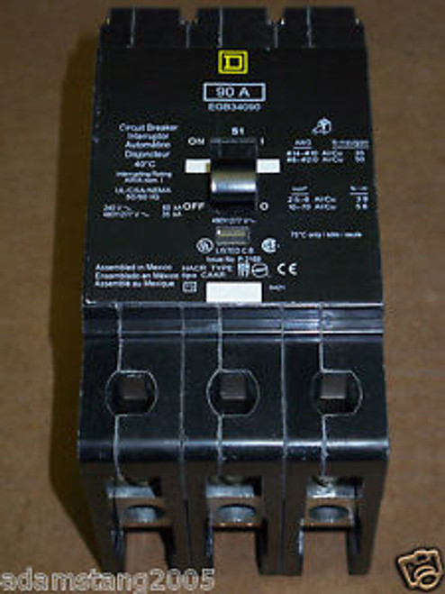 Square D EGB 3 pole 90 amp 480Y/277v EGB34090 Circuit Breaker
