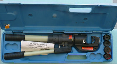 New Thomas & Betts Tbm14M Manual Hydraulic Crimping Tool 14 Ton W/ Case And Dies