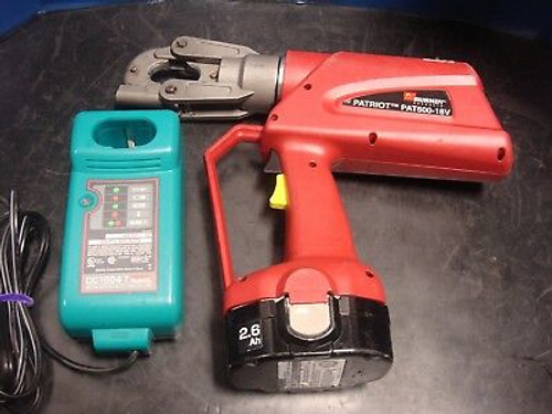 Burndy Patriot Pat600 6 Ton Portable Hydraulic Crimper Set Battery And Charger