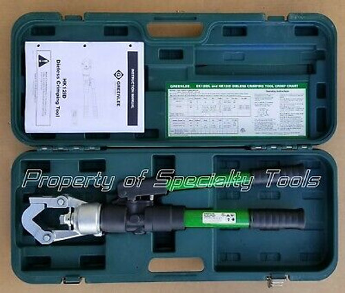 Greenlee Hk12Id Manual Hydraulic Crimper 12 Ton Dieless Crimping Tool 4-1000 Cu