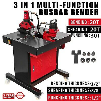 3-In-1Electric Hydraulic Busbar Bender 20-30 Ton Hole Puncher Stable Aluminum