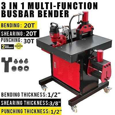 3-In-1Electric Hydraulic Busbar Bender 20-30 Ton 3/8 Thick Hole Puncher 20T-30T