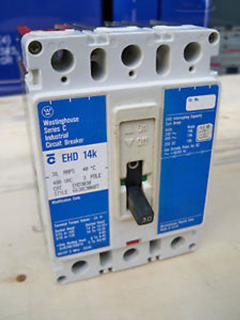 Cutler Hammer westinghouse EHD3030 circuit breaker 3pole 30amp 480v warranty