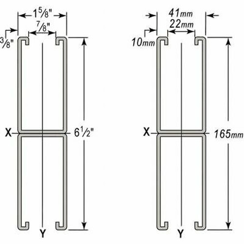 Wesanco W151Ssst31620 Strut,316,Combo,Ss 1-5/8X6-1/2,20 Ft.