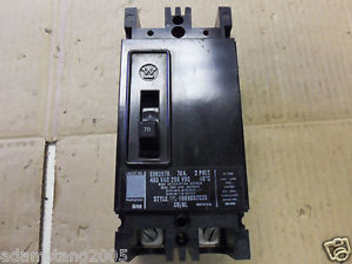 Westinghouse EHB EHB2070 2 pole 70 Amps 480v Circuit breaker