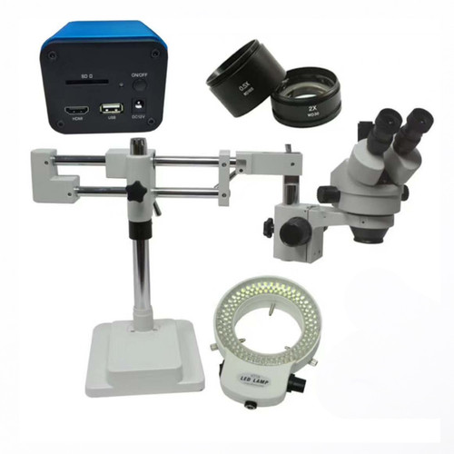 Auto Focus 1080P HDMI USB WIFI  Industrial Video Microscope Camera +3.5X-90X Double Boom Stand Stereo Zoom trinocular microscope