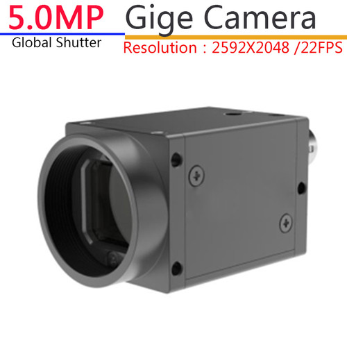 Global Shutter Gige Ethernet 5MP Monochrome Industrial Machine Vision Digital Camera + SDK,  Support For Windows 2592X2048@22FPS