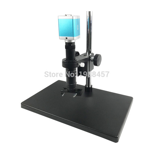 2MP VGA HD Microscope Camera+3D Side Face Adjustable Large Field of View 10X-180X Magnification Zoom C-mount Lens+LED+Bracket