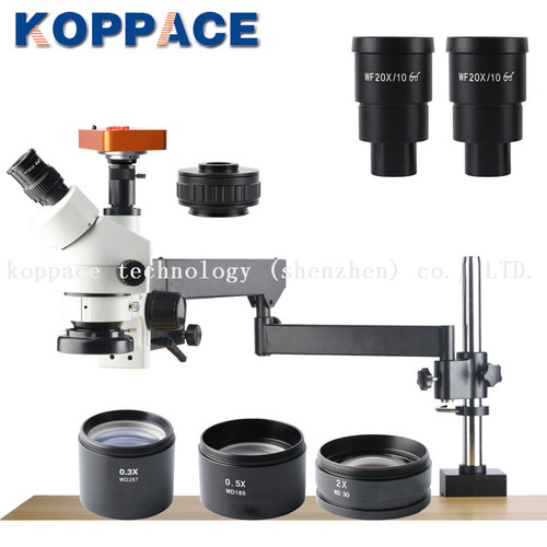 KOPPACE 2.1X-180X,21MP Full HD 1080P 60FPS HDMI Industry Microscope,0.7X-4.5X Zoom Objective,Trinocular Stereo Microscope