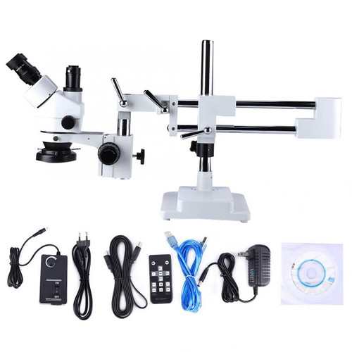 usb microscope 3.5X-90X Binocular Stereo Zoom Microscope on Dual Arm Stand with Ring Lamp 100-240V microscopio digital para