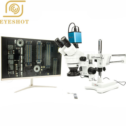 Professional Binocular Stereo Zoom Microscope, WF10X Eyepieces, 7X-45X Magnification 0.7X-4.5X Zoom Objective, Double-Arm Stand