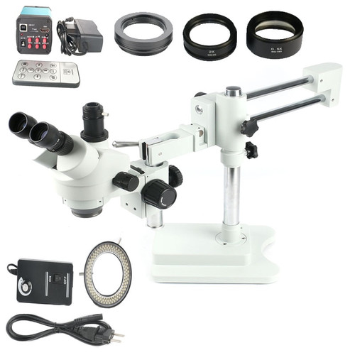 3.5X-90X Double Boom Stand Stereo Zoom Simul Focal trinocular stereo Microscope+14MP Camera Microscope for industrial PCB repair