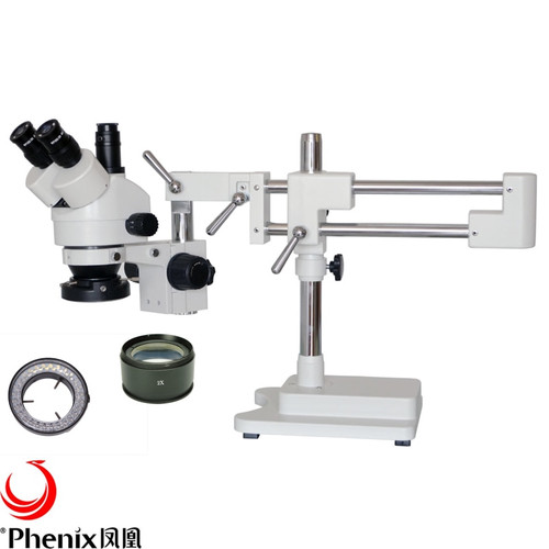 7X-90X Phenix Trinocular Microscope Zoom Stereo for Mobile Phone Repair PCB Industrial+LED Ring Light