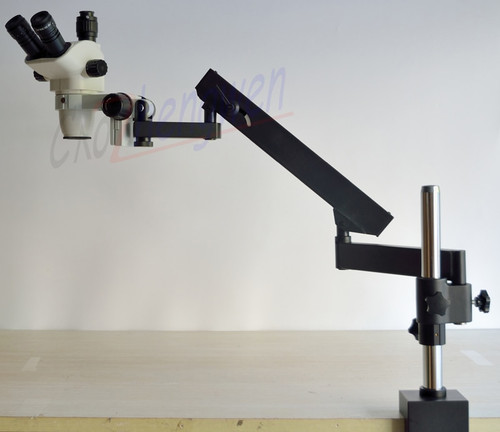 FYSCOPE 6.7X-45X STEREO ZOOM SIMUL FOCAL MICROSCOPE +ARTICULATING STAND WITH ARM PILLAR CLAMP MICROSCOPES