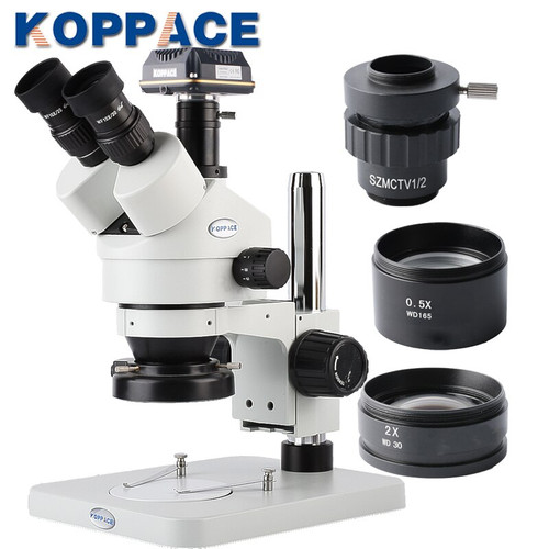 KOPPACE 10MP USB 3.0 Digital Camera Trinocular Stereo Zoom Microscope WF10X/20 Eyepieces 3.5X-90X Magnification LED Ring Light