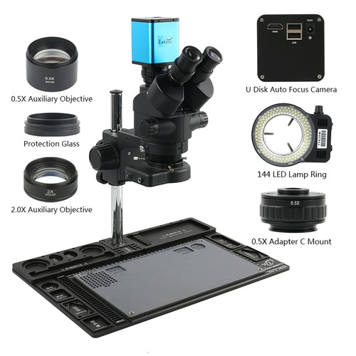 SONY IMX290 Auto Focus Autofocus Camera + 3.5X-90X Zoom Trinocular Microscope Stereo Microscope For Phone CPU Repair Soldering