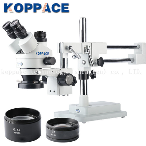 KOPPACE 3.5X-90X Magnification Trinocular stereo Zoom Phone Repair Microscope 10X Eyepieces Includes 0.5X and 2.0X Objective