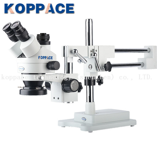 KOPPACE 7-45X Magnification Trinocular stereo Zoom Phone Repair Microscope 10X Eyepieces 0.7X-4.5X Zoom Objective LED Ring Light