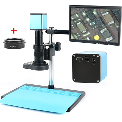 Autofocus SONY IMX290 HDMI TF Video Auto Focus Industry Microscope Camera + 180X C-Mount Lens+Stand+144 LED Ring Light+10.1" LCD