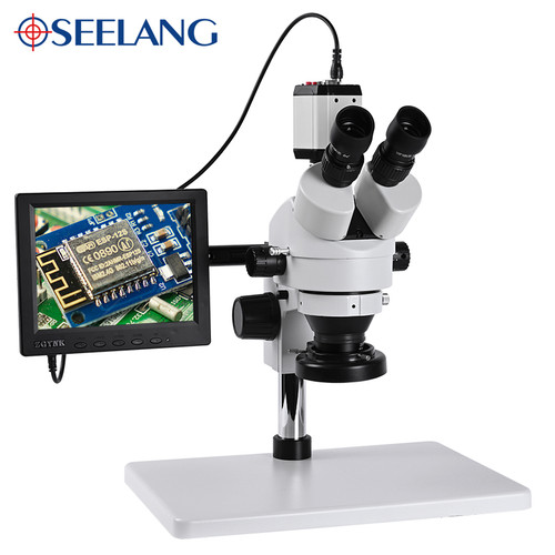 zoom 3.5 90x 8-inch LCD Large workbench HD Trinocular Stereo Microscope digital camera USB VGA CVBS+ LED Ring Light +1/3 adapter