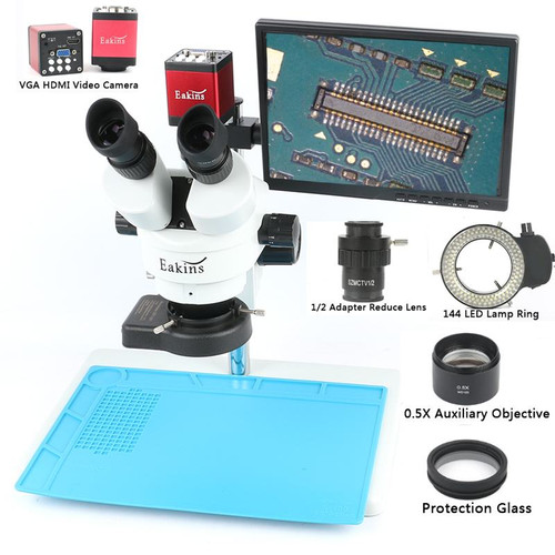 Focal Trinocular Stereo Microscope 3.5X 7X 90X+13MP 720P HDMI VGA Video Camera LCD Display For Fix Repair Phone Soldering