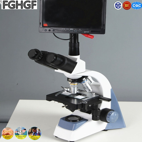 1600X trinocular biological microscope Animal reproduction Sperm blood cell analysis Agricultural farming 7 inch screen included