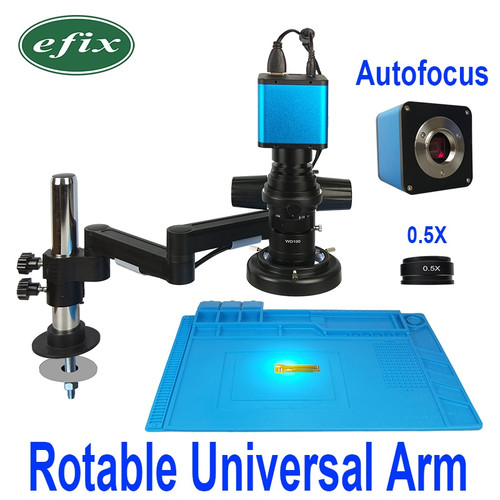 Autofocus Rotable University Arm Stand Microscope Continues Zoom Auto Focus SONY IMX290 HDMI Video Industry Camera LED Light