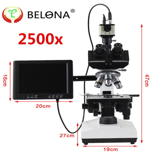 MUOU ultra-luxury 2500X Binocular USB Biological Microscope with CCD Camera and 8-inch LCD screen Digital Microscope