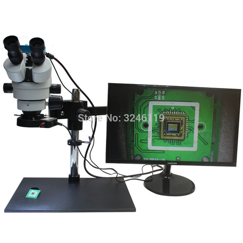 Sliding Telescopic Rotation Angle Big Workbench 7X-90X Binocular Trinocular Stereo Microscope With 20MP 60FPS HDMI USB Camera