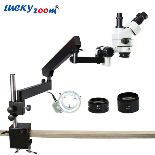 Luckyzoom Brand 3.5X-90X ARTICULATING ARM ZOOM STEREO MICROSCOPE SZM0.5X SZM2.0X Microscopio Auxiliary Lens Free Shipping