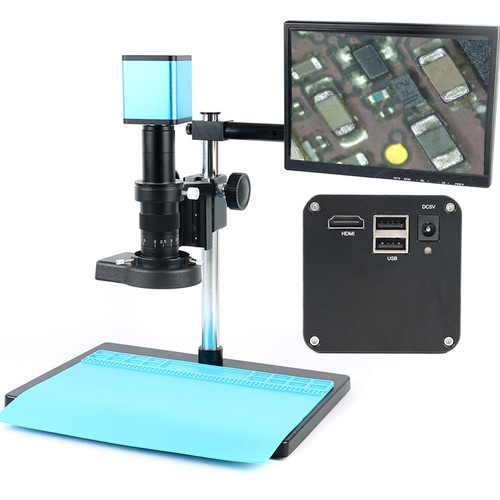 2019 Autofocus SONY IMX290 HDMI Video Auto Focus Industry Microscope Camera + 180X C-Mount Lens+Stand+144 LED Ring Light+LCD