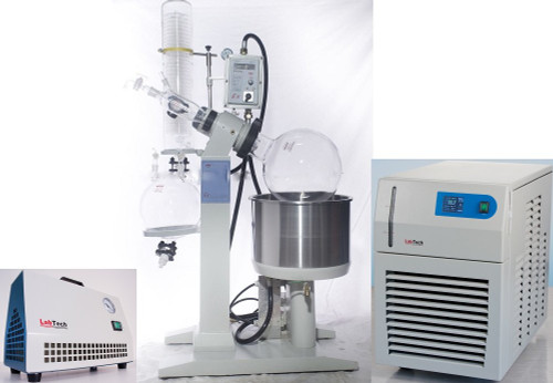 Explosion Proof 20L Rotary Evaporator Bundle - Includes 2100 Watt Low Temperature Chiller And Solvent Resistant Vacuum Pump