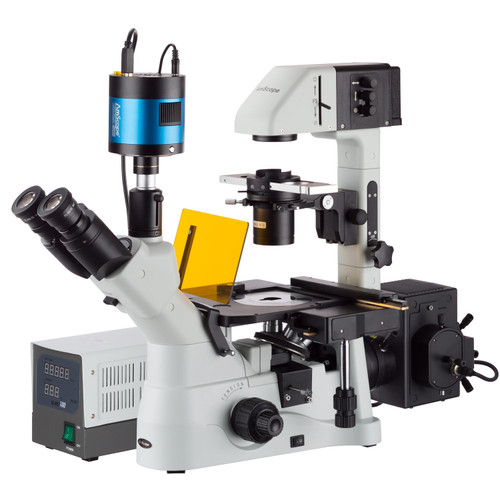 Amscope 40X-1500X Inverted Phase-Contrast + Fluorescence Microscope With 6Mp Extreme Low-Light Camera