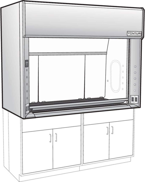 V05F282496Ls - Inside Depth : 24" - Venturi V05-General Purpose Bench Fume Hood With Vertical Rising Sash, Type 316L Stainless Steel Liner, Kewaunee Scientific - Each